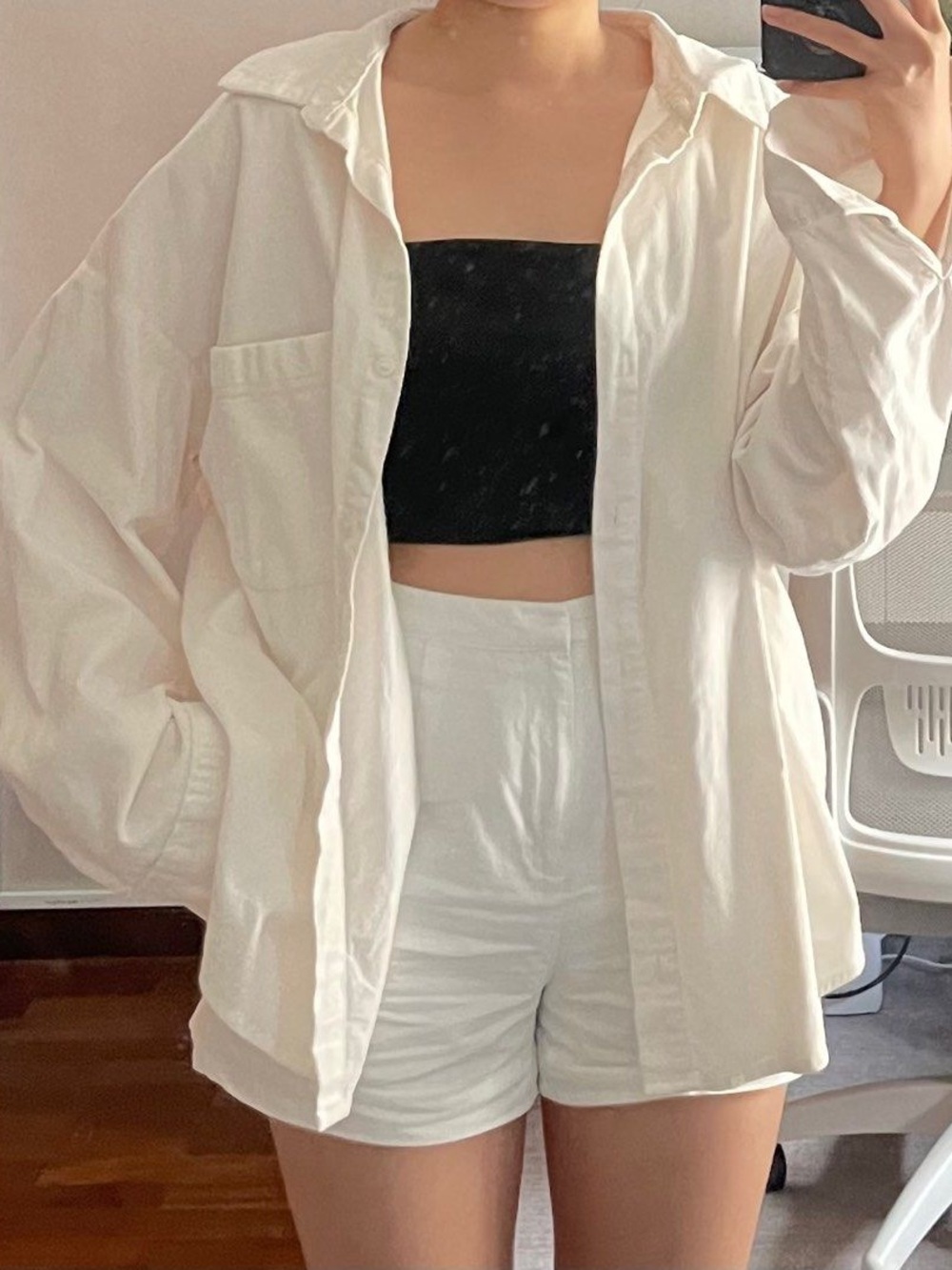 Oversized button down shirt Ivory Corduroy